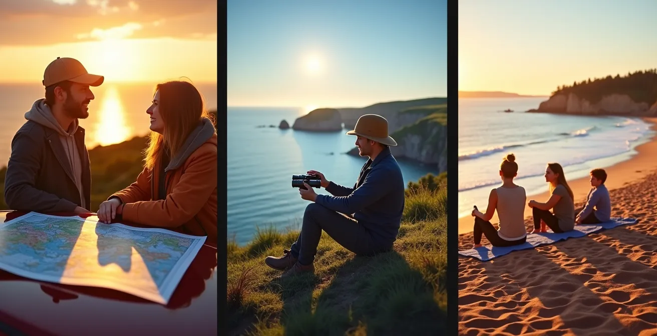 Three different traveler types exploring Atlantic Canada with varying itinerary styles