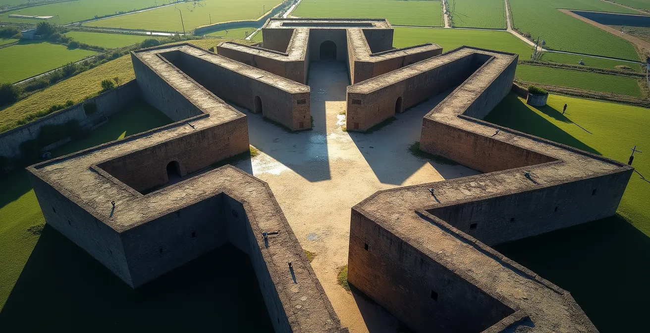Aerial view showing the star-shaped geometry of the Citadelle fortress with its distinctive bastions