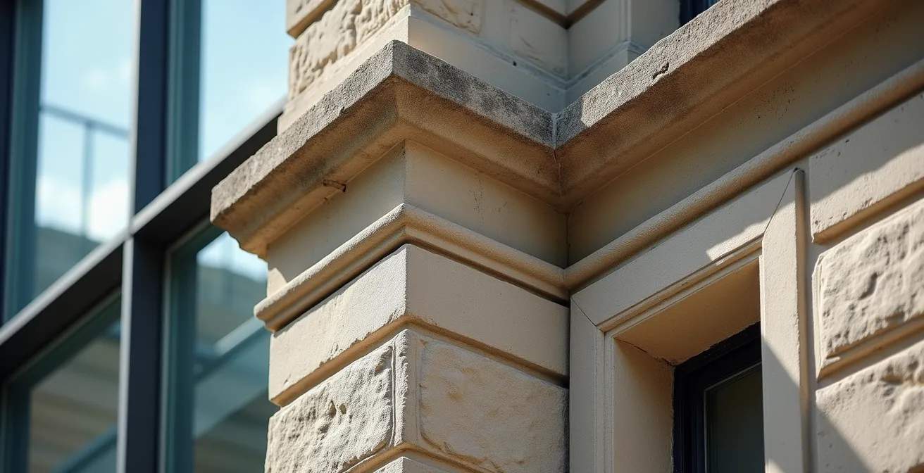 Historic stone facade integrated into modern glass condo building in Montreal