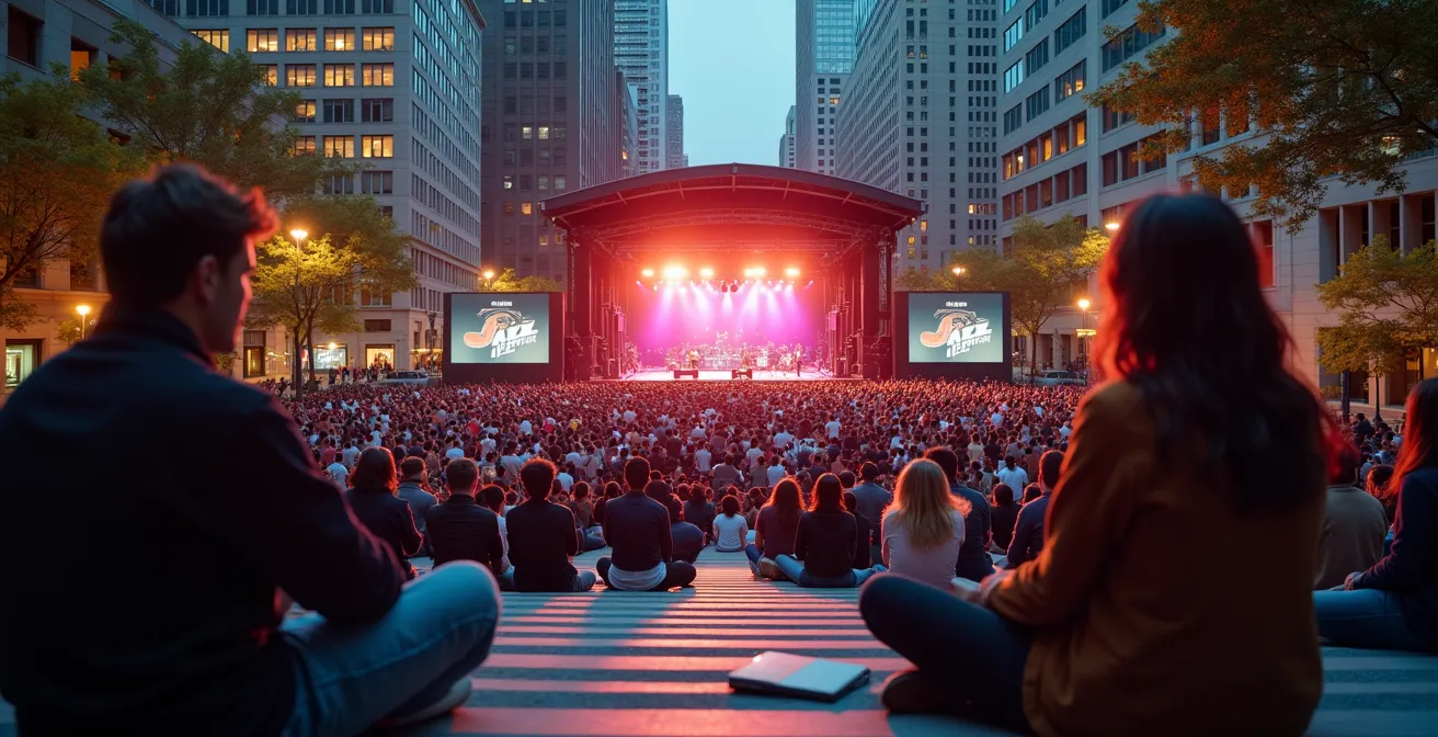 Visual map showing alternative viewing locations with great acoustics around Place des Arts